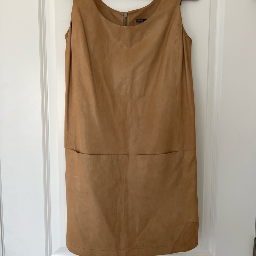 Vince 100% Leather dress, size 4. Beige leather.